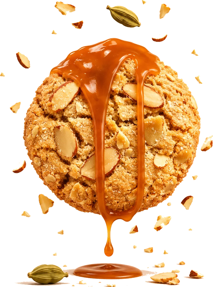 Un-Junked Cardamom Butterscotch cookie with caramel and almonds